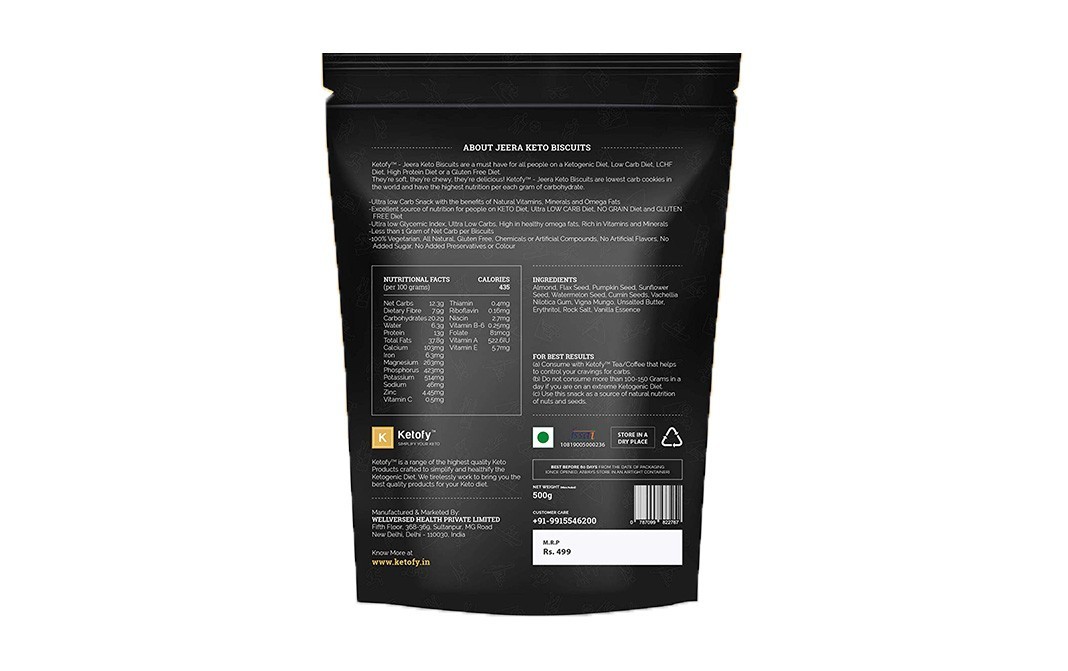 Ketofy Jeera Keto Biscuits    Pack  500 grams